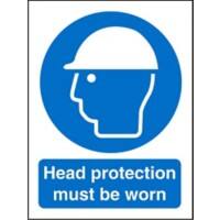Mandatory Sign Head Protection Plastic 20 x 15 cm