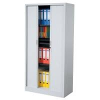 Realspace Tambour Cupboard Steel 4 Shelves Lockable 1,000 x 450 x 1,980 mm Grey