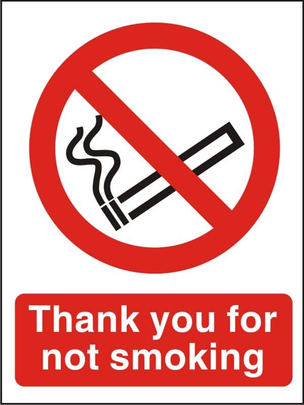 Warning Sign No Smoking Wall Mounted PVC (Polyvinyl Chloride) 15 x 20 cm