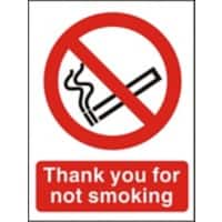 Prohibition Sign Thank You For Not Smoking PVC 15 x 20 cm