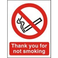 Prohibition Sign Thank You For Not Smoking PVC 15 x 20 cm