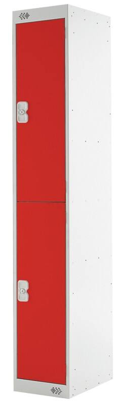 LINK51 Steel Locker 2 Doors 1 nest Key lock 300 x 450 x 1,800 mm Grey, Red
