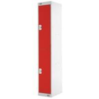 LINK51 Steel Locker 2 Doors 1 nest Key lock 300 x 450 x 1,800 mm Grey, Red