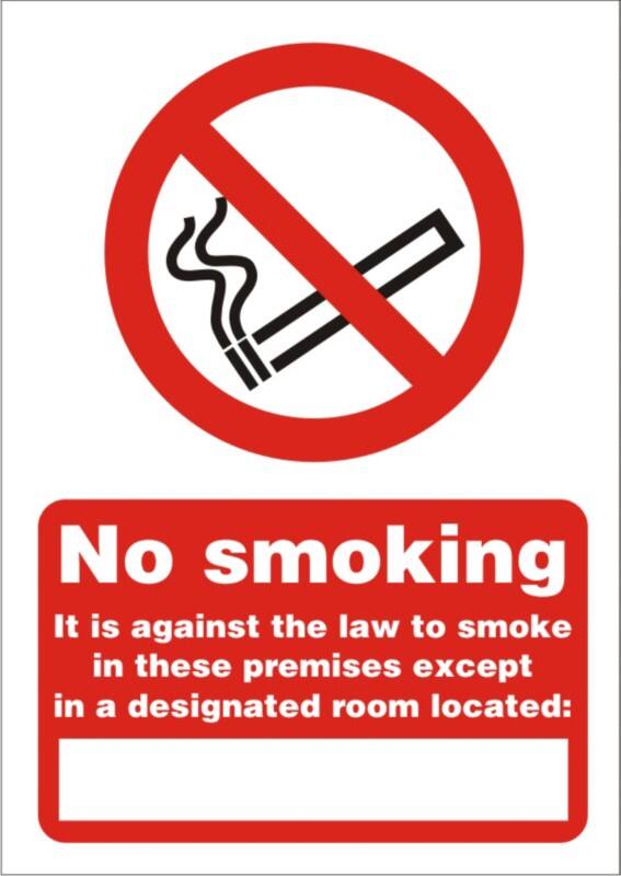 Warning Sign No Smoking Adhesive Plastic 14.8 x 21 cm