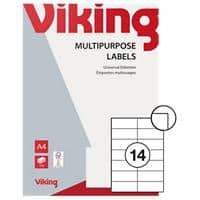 Viking Multipurpose Labels Self Adhesive 105 x 42.3 mm White 100 Sheets of 14 Labels