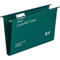 Rexel Crystalfile Heavy Duty Vertical Suspension File 70631 Foolscap U Base 30 mm Green Polypropylene Pack of 25