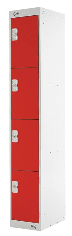 LINK51 Steel Locker 4 Doors 1 nest Key lock 300 x 450 x 1,800 mm Grey, Red