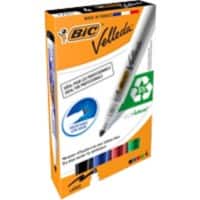 BIC Whiteboard Marker 1701 Velleda Bullet 1.4 mm Black, Blue, Red, Green Pack of 4 
