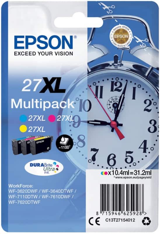 Epson 27XL Original Ink Cartridge C13T27154012 3 Colours Multipack Pack of 3