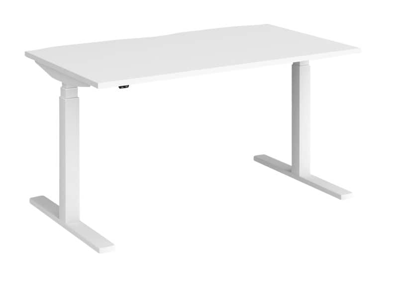 Elev8 Rectangular Sit Stand Single Desk with White Melamine Top and White Frame 2 Legs Touch 1400 x 800 x 675 - 1300 mm