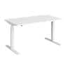 Elev8 Rectangular Sit Stand Single Desk with White Melamine Top and White Frame 2 Legs Touch 1400 x 800 x 675 - 1300 mm