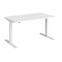 Elev8 Rectangular Sit Stand Single Desk with White Melamine Top and White Frame 2 Legs Touch 1400 x 800 x 675 - 1300 mm