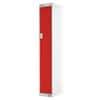 LINK51 Standard Mild Steel Locker with 1 Door Standard Deadlock Lockable with Key 300 x 450 x 1800 mm Grey & Red