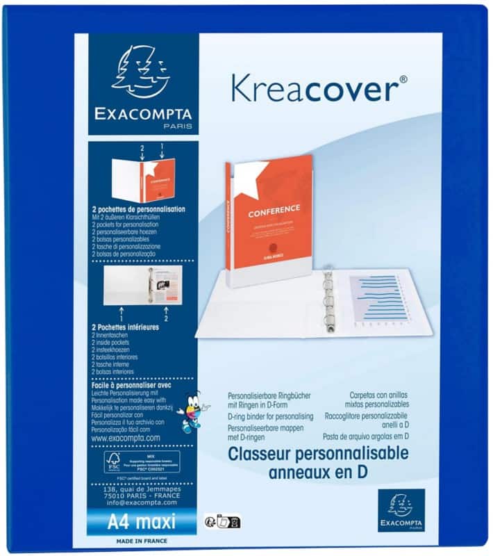 40 mm Ring Binder PP (Polypropylene) A4 4 Rings Blue