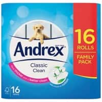 Andrex Paper 2 Ply Toilet Rolls Classic White 16 Rolls of 200 Sheets