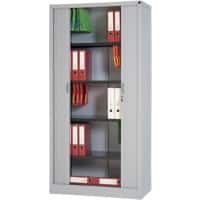 Realspace Tambour Cupboard Lockable with 4 Shelves Steel High 1000 x 450 x 1980mm Grey