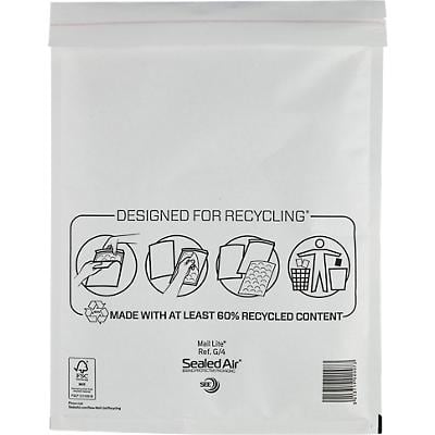 Mail Lite Padded Envelopes G/4 240 (W) x 330 (H) mm Peel and Seal White Pack of 50