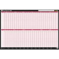 SASCO Mounted Wall Planner 2025 English 91.5 (W) x 61 (H) cm Black, Red