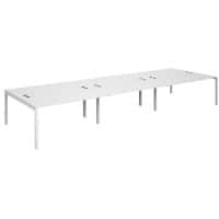 Dams International Rectangular Triple Back to Back Desk with White Melamine Top and White Frame 4 Legs Connex 4800 x 1600 x 725mm