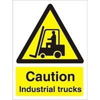 Warning Sign Caution Industrial Trucks Self Adhesive PVC 15 x 20 cm