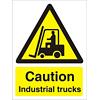 Warning Sign Caution Industrial Trucks Self Adhesive PVC 15 x 20 cm