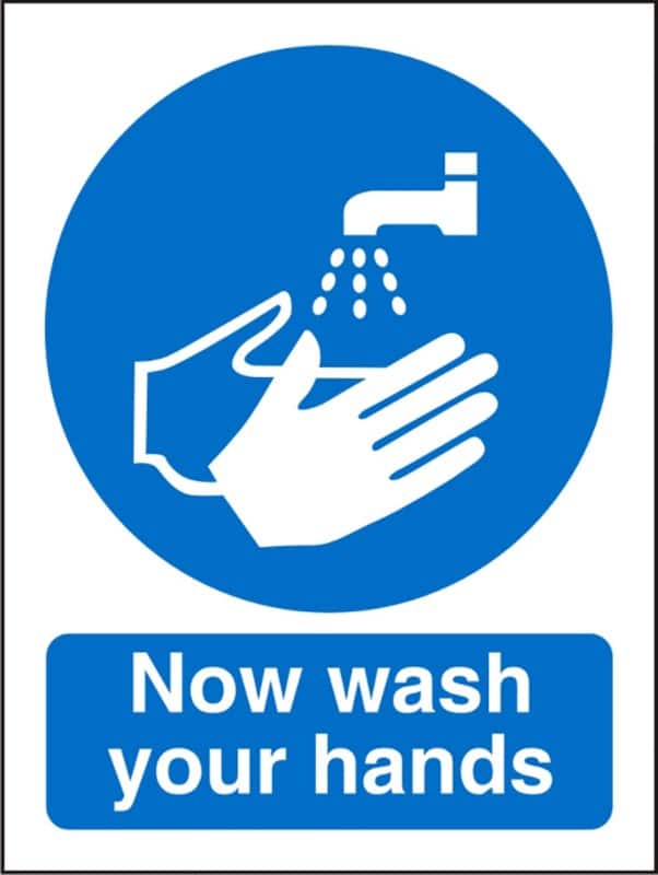 Mandatory Sign Wash Hands Wall Mounted PVC (Polyvinyl Chloride) 15 x 20 cm