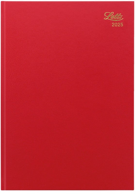 Letts business diary 2025 a4 1 day per page red 20-t11zrd