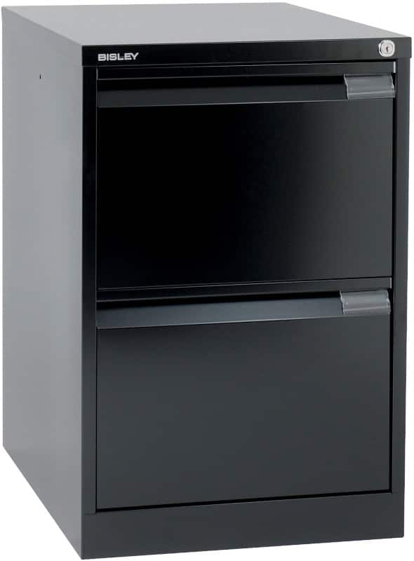 Bisley BS Steel Filing Cabinet 2 Drawers Lockable 470 x 622 x 711 mm Black