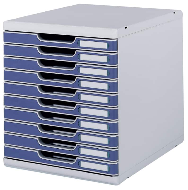 Exacompta Modulo Drawer System PL (Polyester) Grey, Blue 10 Drawers 28.8 x 35 x 32 cm A4+