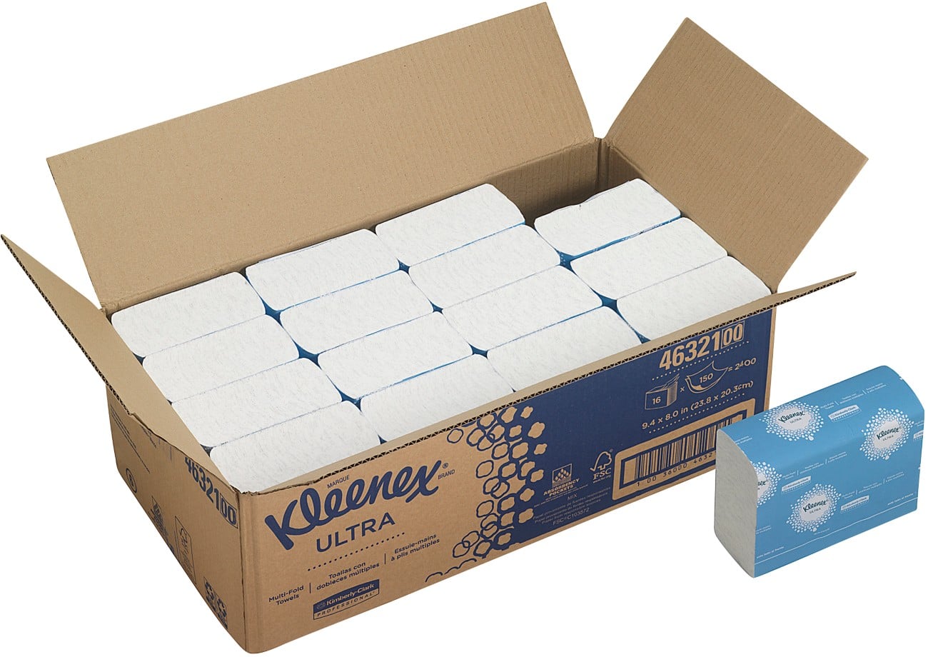 Kleenex Hand Towels 4632 2 Ply Z-fold White 150 Sheets Pack of 16