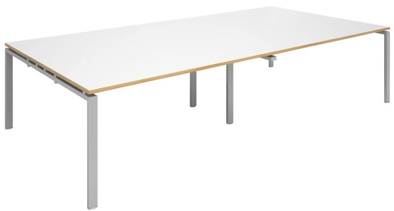 Dams International Rectangular Boardroom Table with White/Oak Edge Coloured MFC & Aluminium Top and Silver Frame EBT3216-S-WO 3200 x 1600 x 725 mm