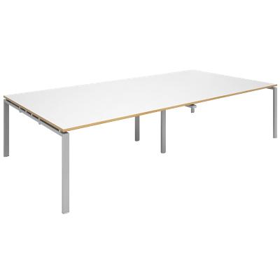 Dams International Rectangular Boardroom Table with White/Oak Edge Coloured MFC & Aluminium Top and Silver Frame EBT3216-S-WO 3200 x 1600 x 725 mm