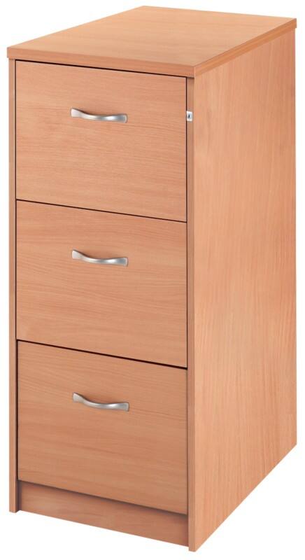 Dams Filing Cabinet with 3 Lockable Drawers Deluxe 480 x 650 x 1040mm Beech