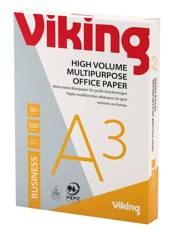 Viking Business A3 Printer Paper White 80 gsm Smooth 500 Sheets