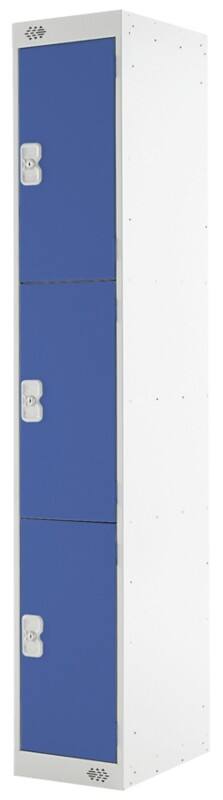 LINK51 Steel Locker 3 Doors 1 nest Key lock 300 x 450 x 1,800 mm Blue, Grey