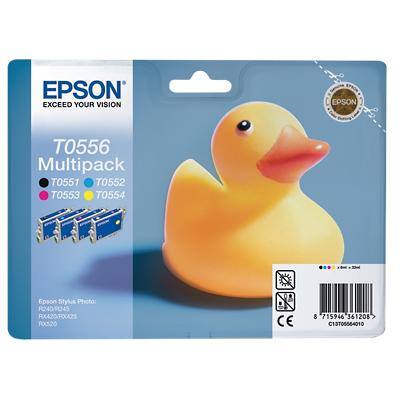 Epson T0556 Original Ink Cartridge C13T05564010 Black, Cyan, Magenta, Yellow Pack of 4 Multipack