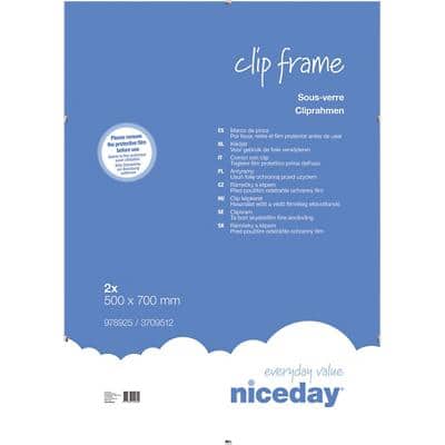 Niceday Wall Mountable Clip Frame 978925 Special Format 700 x 500 mm Transparent Pack of 2