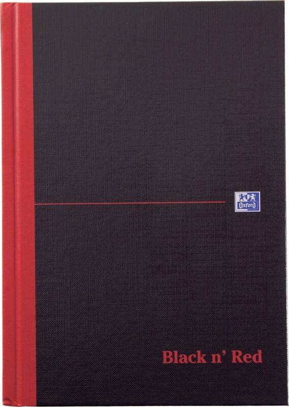OXFORD Notebook Black n' Red A5 Ruled Casebound Cardboard Hardback Black, Red 192 Pages