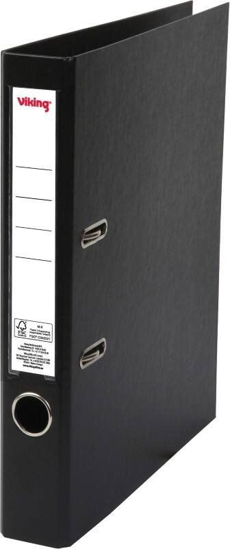 Viking Narrow Lever Arch File A4 50 mm Black 2 Rings Cardboard, PP (Polypropylene) Matt Portrait