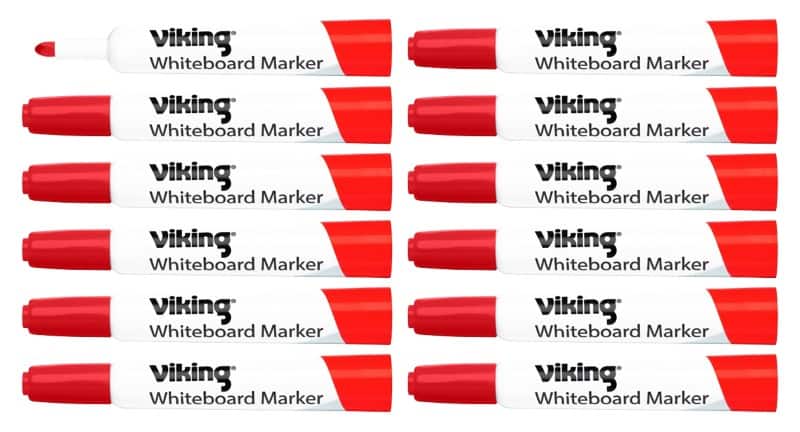 Viking WBM2.5 Whiteboard Marker Red Medium Bullet Pack of 12