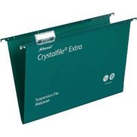 Rexel Crystalfile Heavy Duty Vertical Suspension File 70628 Foolscap V Base 15 mm Green Polypropylene Pack of 25