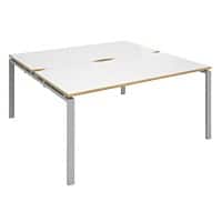 Dams International Rectangular Back to Back Desk with White Melamine Top and Silver Frame 4 Legs Adapt II 1600 x 1600 x 725mm