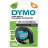 Dymo LT S0721730 / 91208 Authentic LetraTag Label Tape Self Adhesive Black Print on Metallic Silver 12 mm x 4m