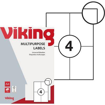 Viking Multipurpose Labels Self-Adhesive 105 x 148 mm White 100 Sheets of 4 Labels