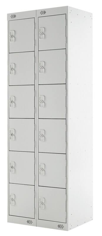 LINK51 Steel Locker 6 Doors 2 nests Key lock 600 x 450 x 1,800 mm Grey