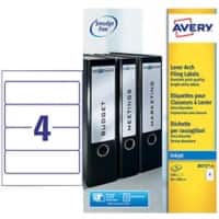 Avery J8171-25 Filing Labels Self Adhesive 200 x 60 mm White 4 Sheets of 25 Labels
