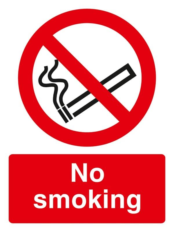 Warning Sign No Smoking Wall Mounted PVC (Polyvinyl Chloride) 40 x 30 cm