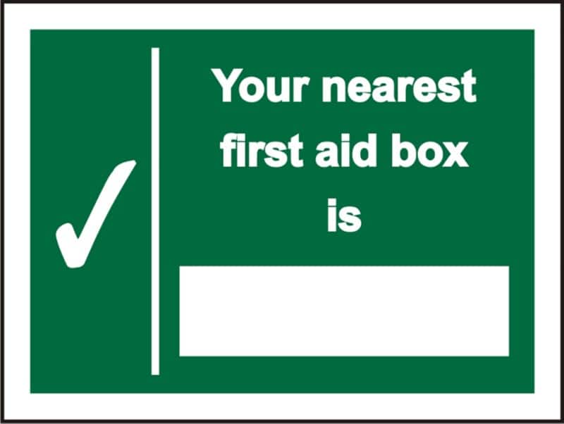 First Aid Sign Nearest First Aid Wall Mounted PVC (Polyvinyl Chloride) 20 x 15 cm