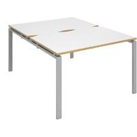 Dams International Rectangular Back to Back Desk with White Melamine Top and Silver Frame 4 Legs Adapt II 1200 x 1600 x 725mm