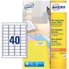 Avery L7654-25 Mini Multipurpose Labels Self Adhesive 45.7 x 25.4 mm White 25 Sheets of 40 Labels